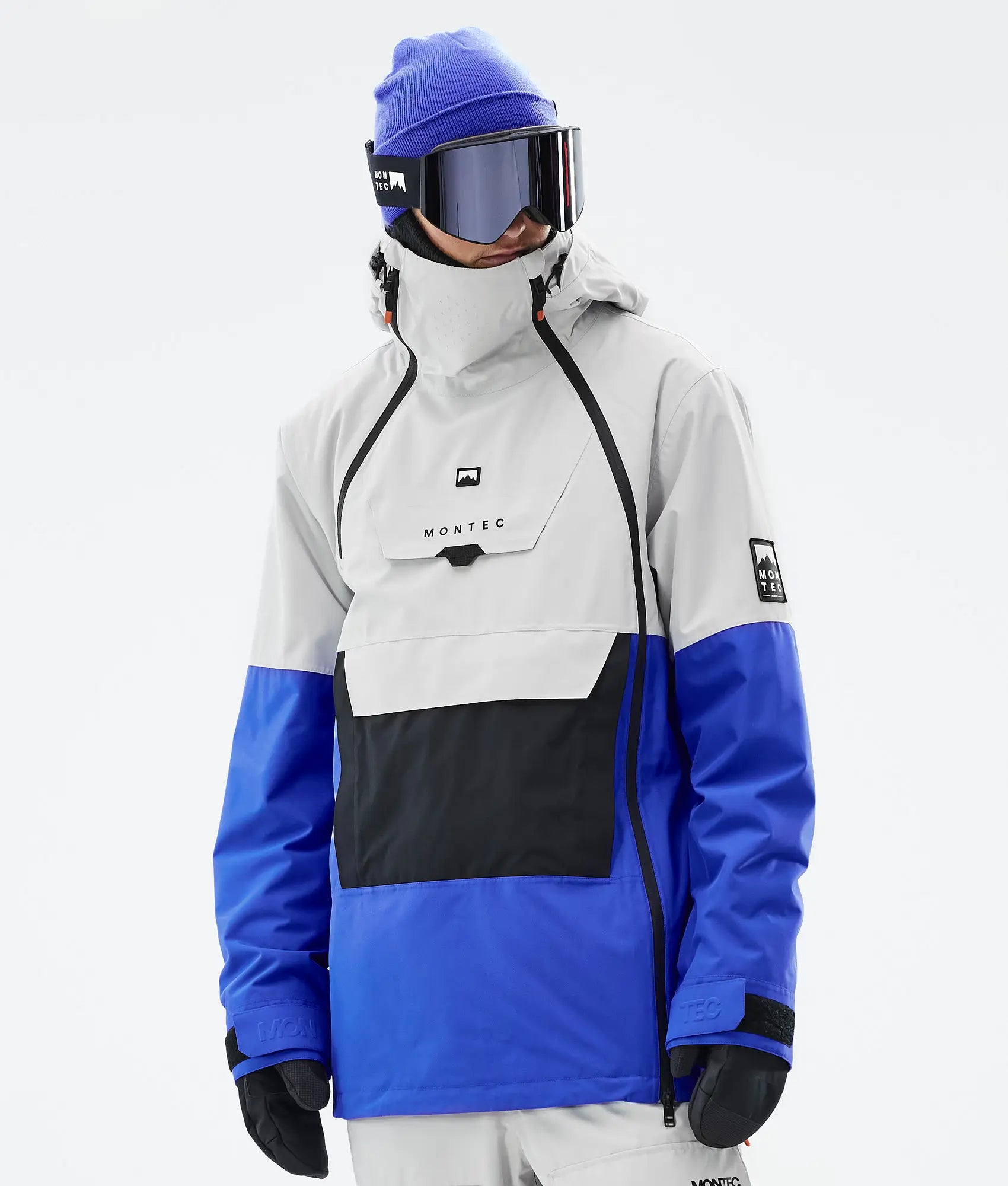 Veste de ski Doom pour homme - Gris clair/Noir/Bleu cobalt