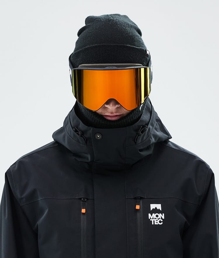 Masque de ski noir avec miroir rouge rubis noir