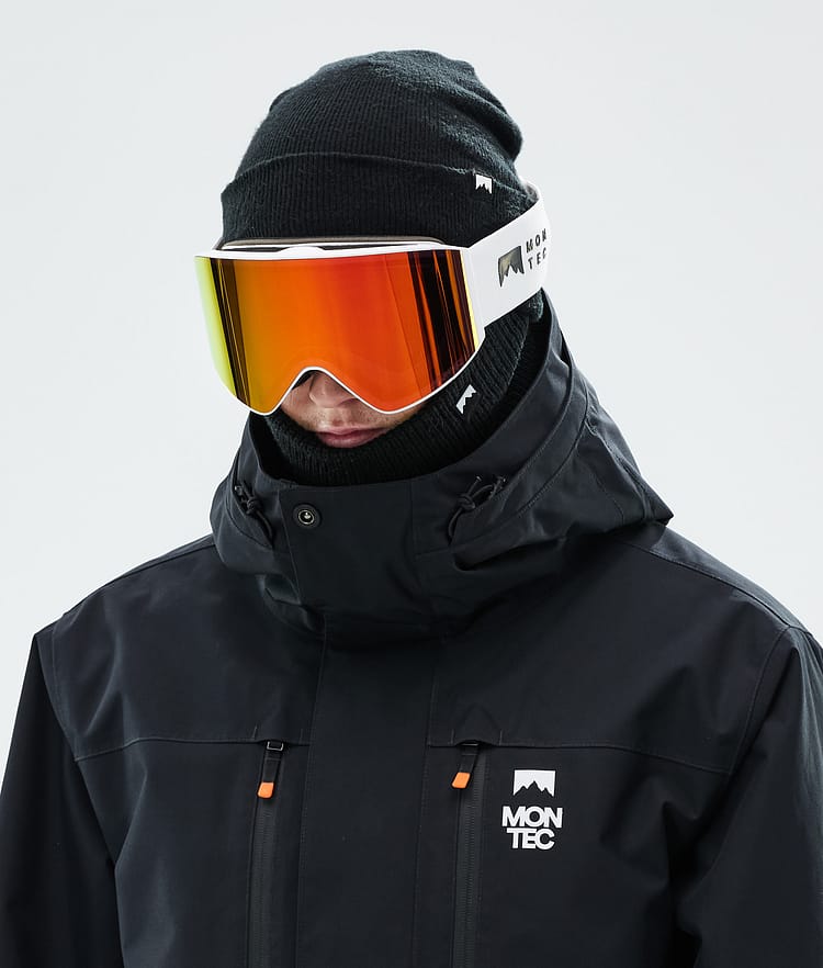 Masque de ski blanc avec miroir rouge rubis blanc