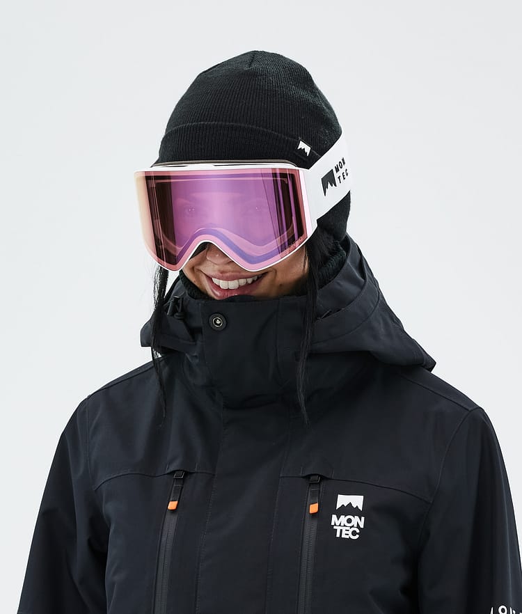 Masque de ski blanc avec miroir saphir rose