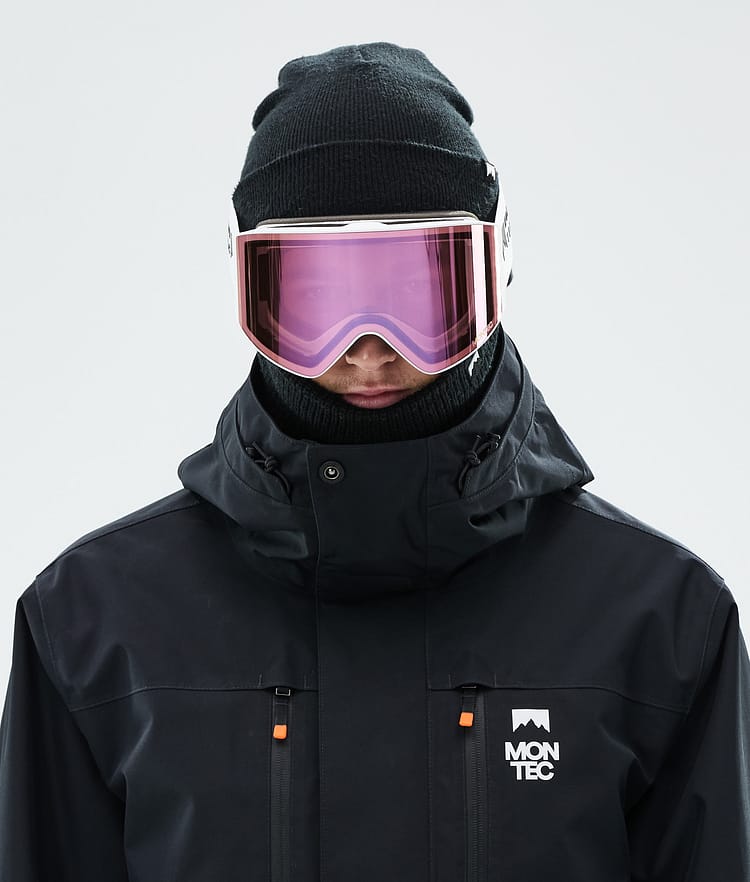 Masque de ski blanc avec miroir saphir rose