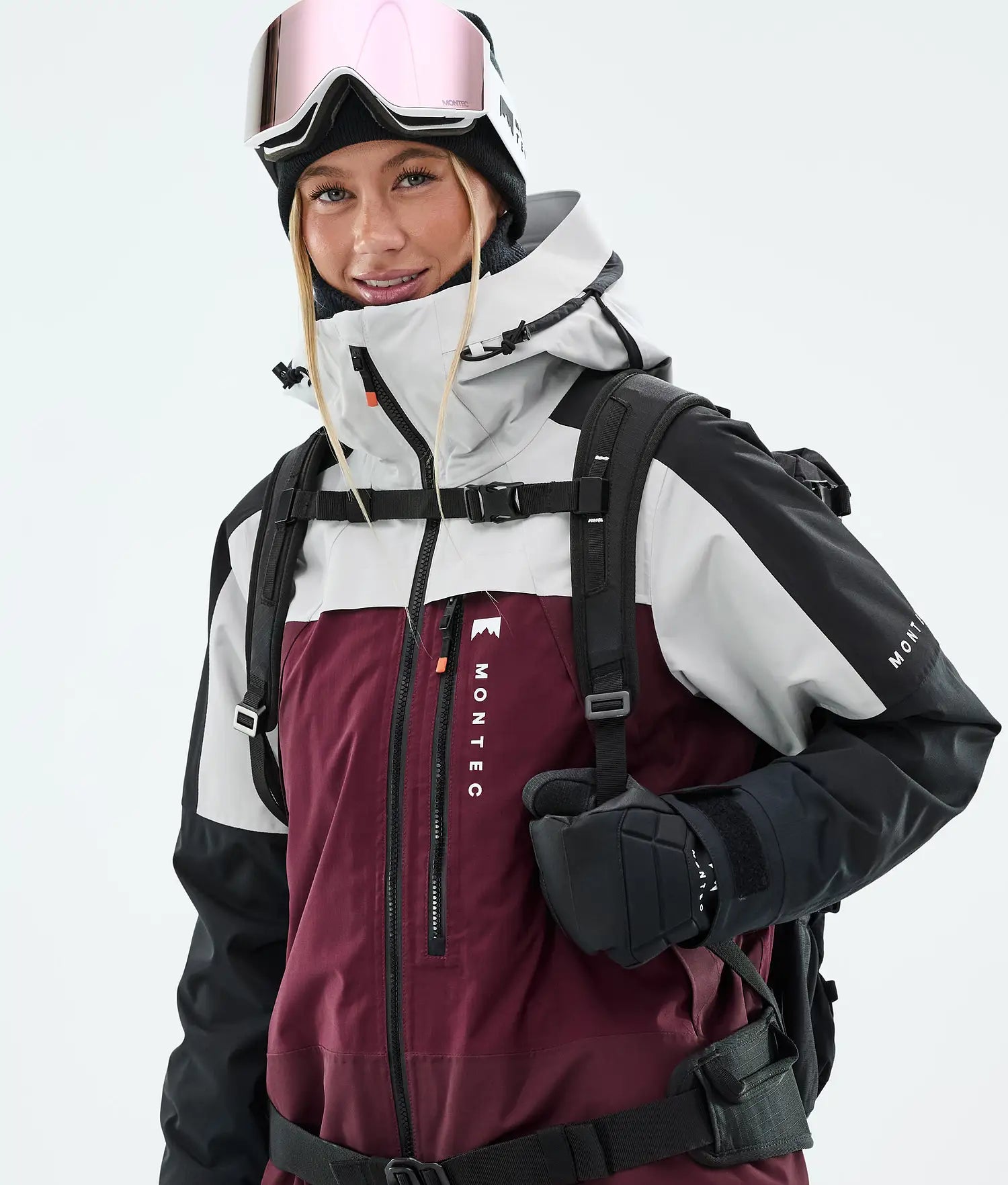 Oracle W Veste de Ski Femme Light Grey/Black/Burgundy